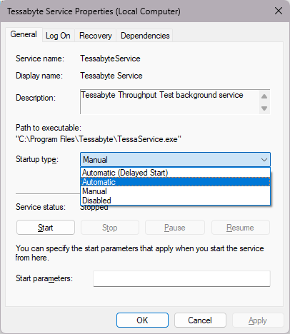 Tessabyte system service properties