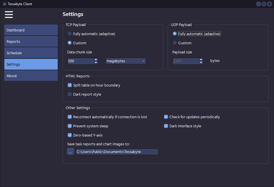 Tessabyte settings